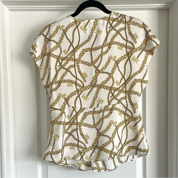 MICHAEL MICHAEL KORS Logo Chain Short Sleeve Ring Top Size S - Picture 5 of 12